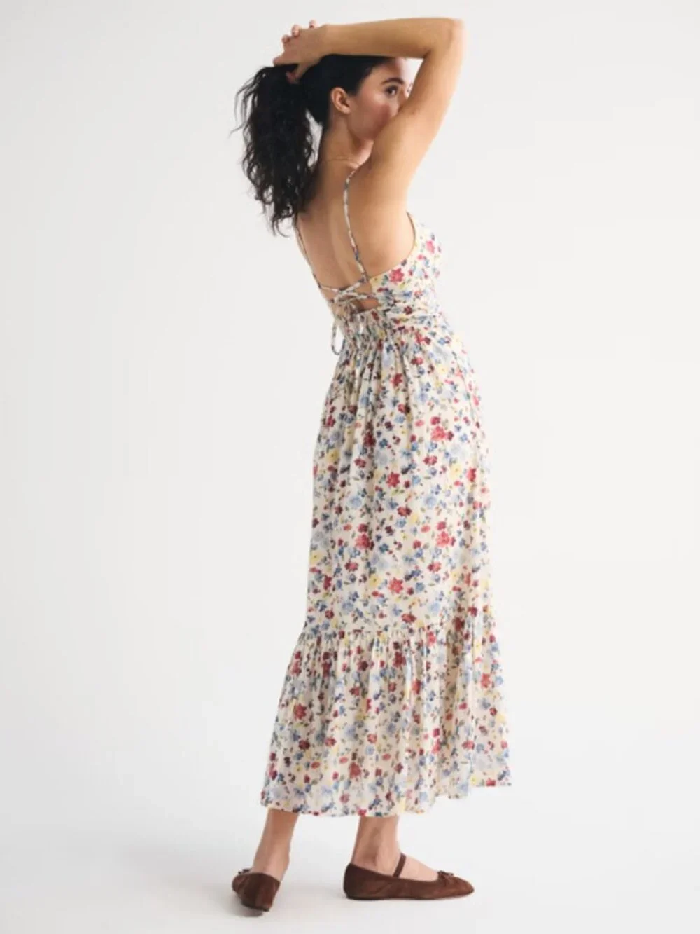 Abercrombie & Fitch Cream Floral Maxi Dress